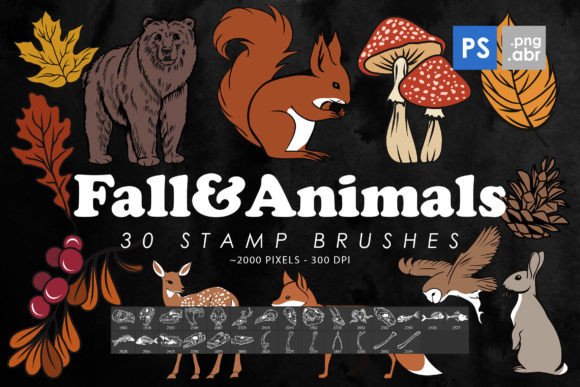Autumn Animals Photoshop Stamp Brushes: Elevate Your Seasonal Designs