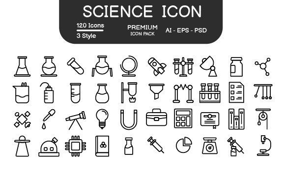 Elevating Digital Clarity with Science Icon Pack Black Style Elements