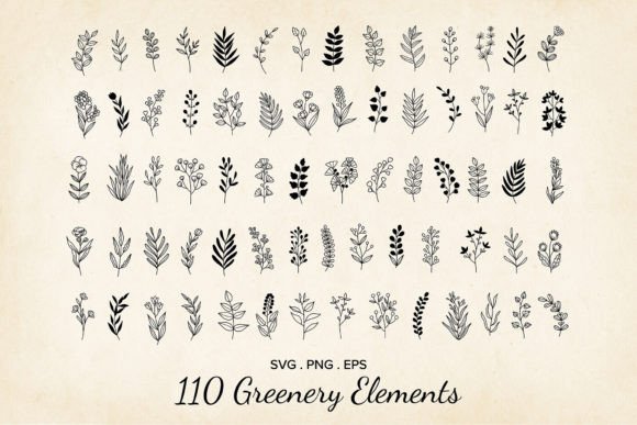 Minimal Floral SVG: 110 Botanical Elements