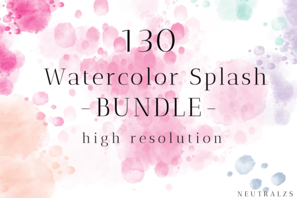 Watercolor Splashes PNG Mega Bundle: Elevate Your Designs with 130 High-Resolution Overlays